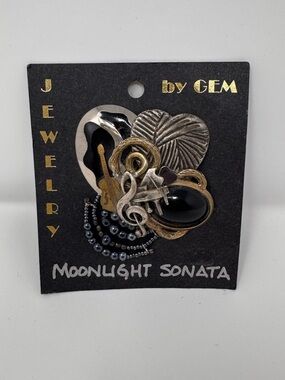 Jewelry by Gem Piano Treble Clef Guitar Music Charm Safety Pin Brooch Mix Metal